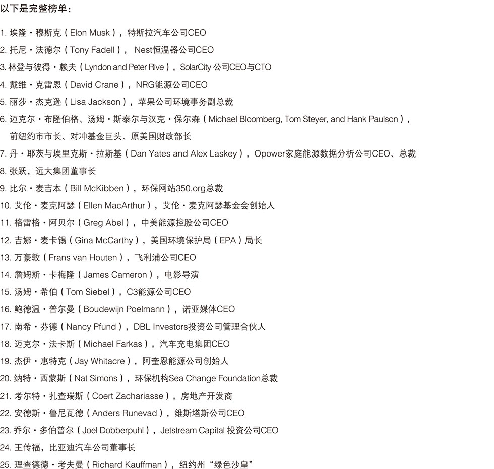 2014年《財(cái)富》全球25位環(huán)保創(chuàng)新榜樣：張躍、王傳福入選_2
